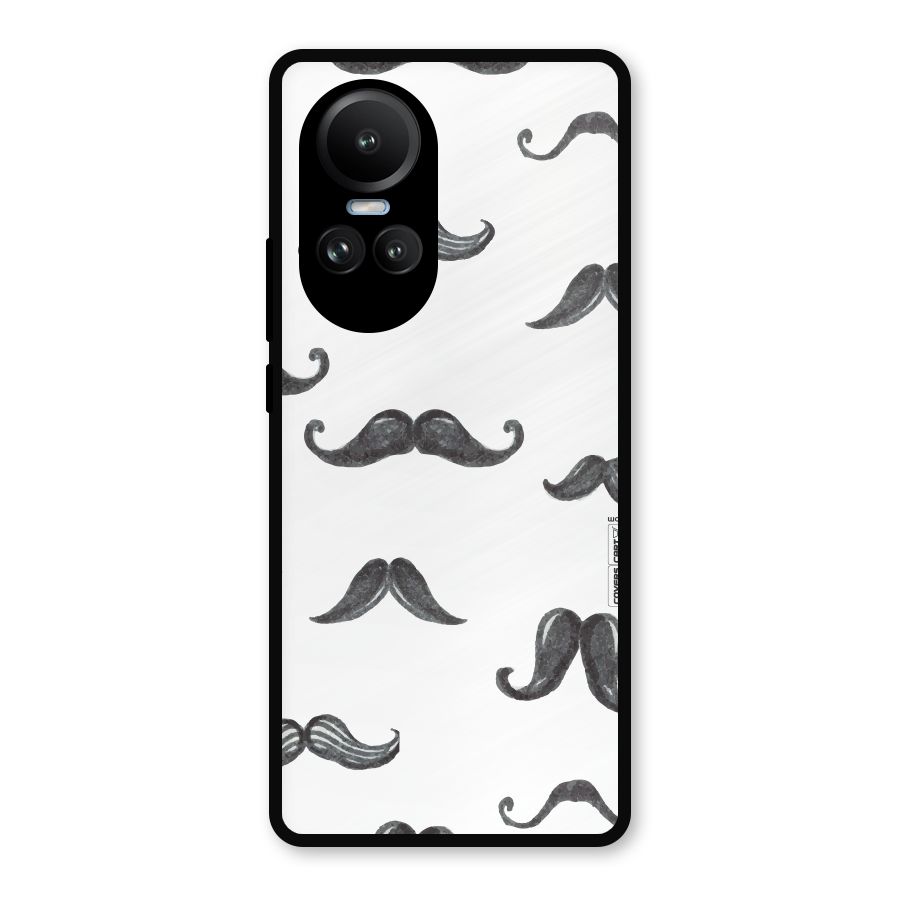 Moustache Pattern (Black) Metal Back Case for Oppo Reno10 Pro