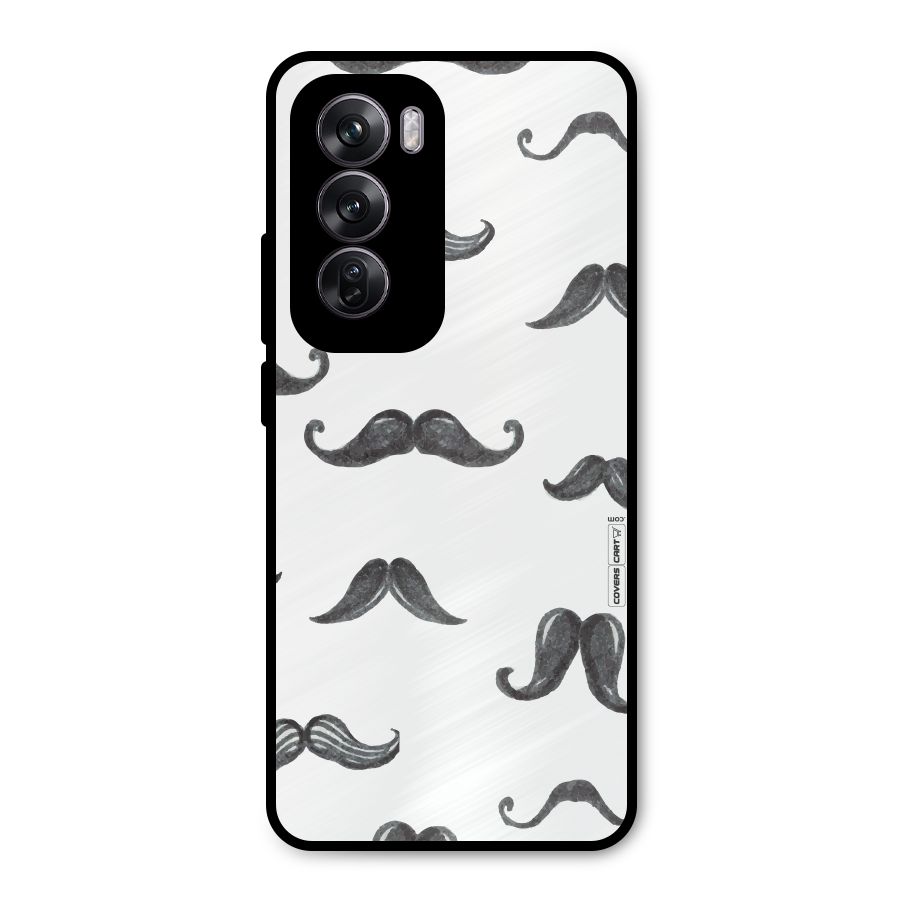 Moustache Pattern (Black) Metal Back Case for Oppo Reno12 Pro