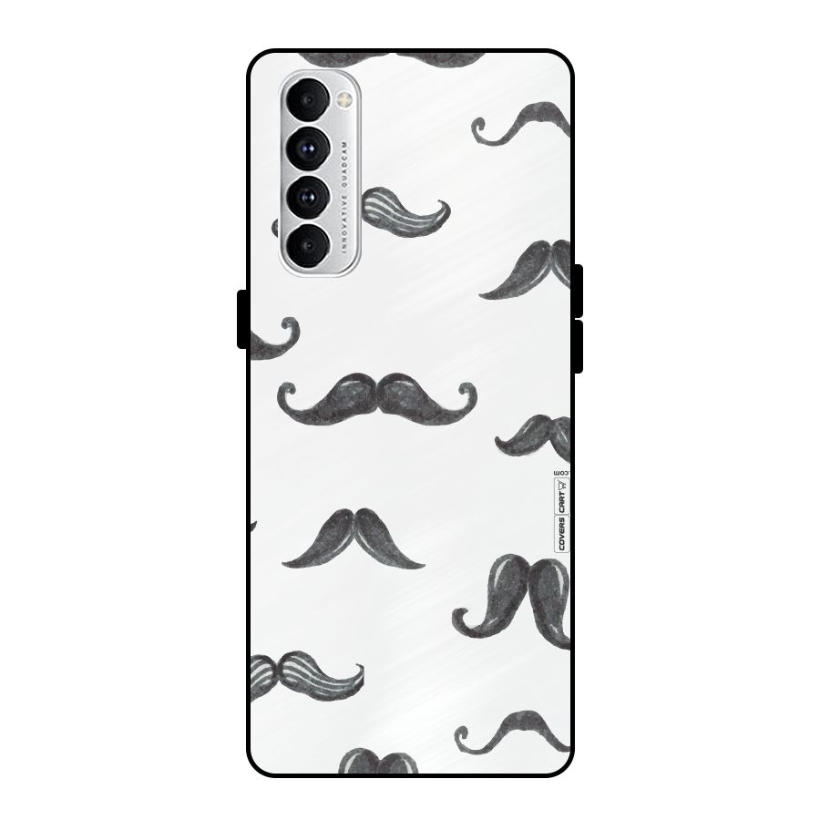Moustache Pattern (Black) Metal Back Case for Oppo Reno4 Pro