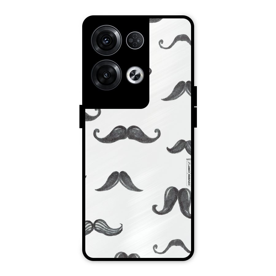 Moustache Pattern (Black) Metal Back Case for Oppo Reno8 Pro 5G