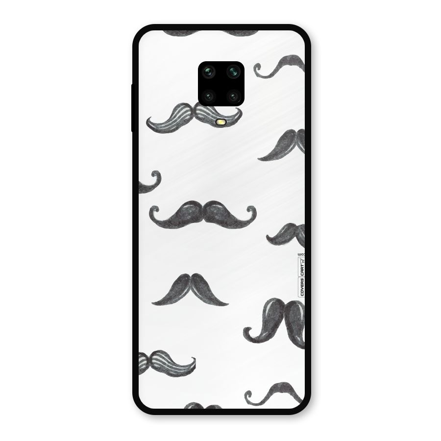 Moustache Pattern (Black) Metal Back Case for Poco M2