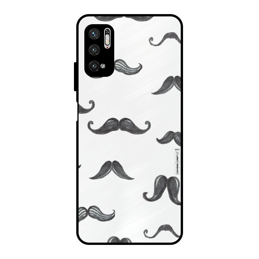 Moustache Pattern (Black) Metal Back Case for Poco M3 Pro 5G