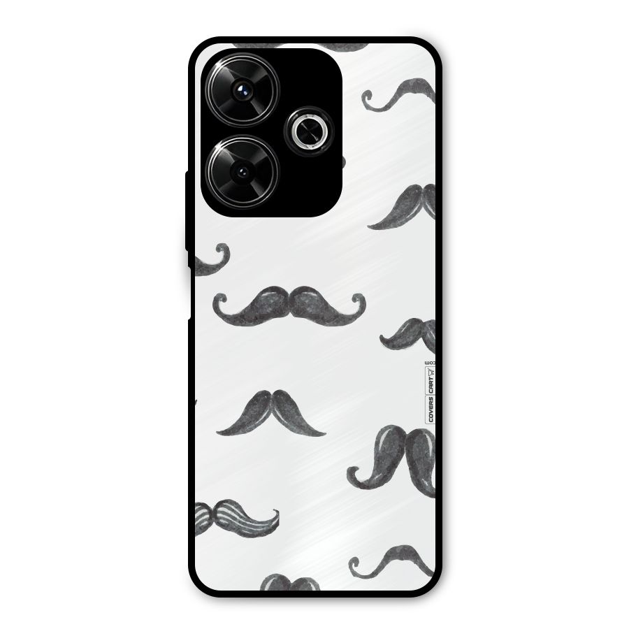 Moustache Pattern (Black) Metal Back Case for Poco M6 Plus