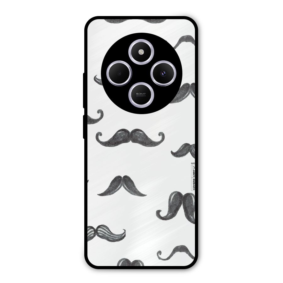Moustache Pattern (Black) Metal Back Case for Poco M7