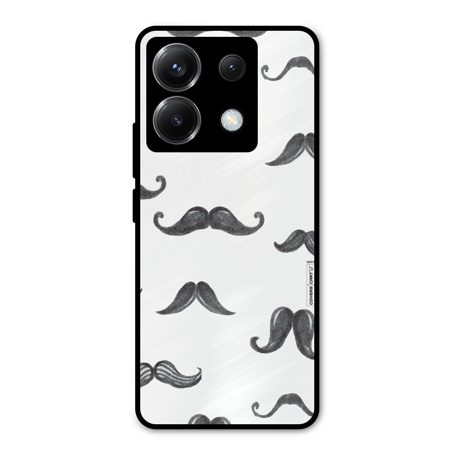 Moustache Pattern (Black) Metal Back Case for Poco X6