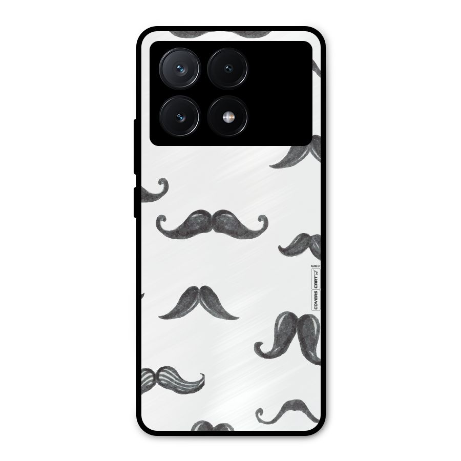 Moustache Pattern (Black) Metal Back Case for Poco X6 Pro