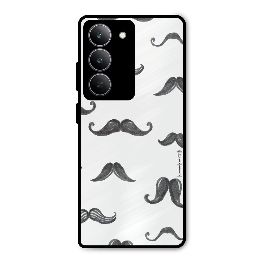 Moustache Pattern (Black) Metal Back Case for Realme 14x