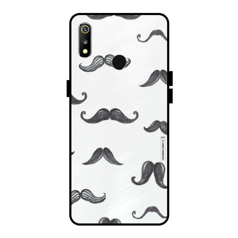 Moustache Pattern (Black) Metal Back Case for Realme 3i