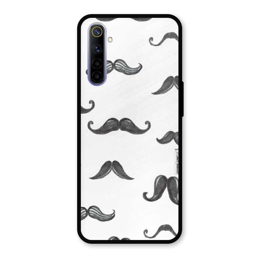 Moustache Pattern (Black) Metal Back Case for Realme 6