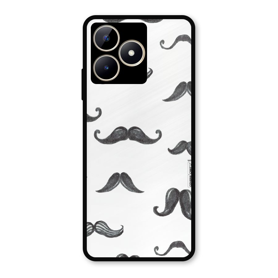 Moustache Pattern (Black) Metal Back Case for Realme C53