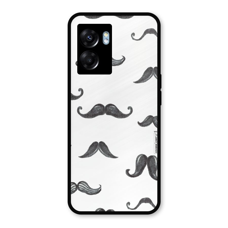 Moustache Pattern (Black) Metal Back Case for Realme Narzo 50 5G