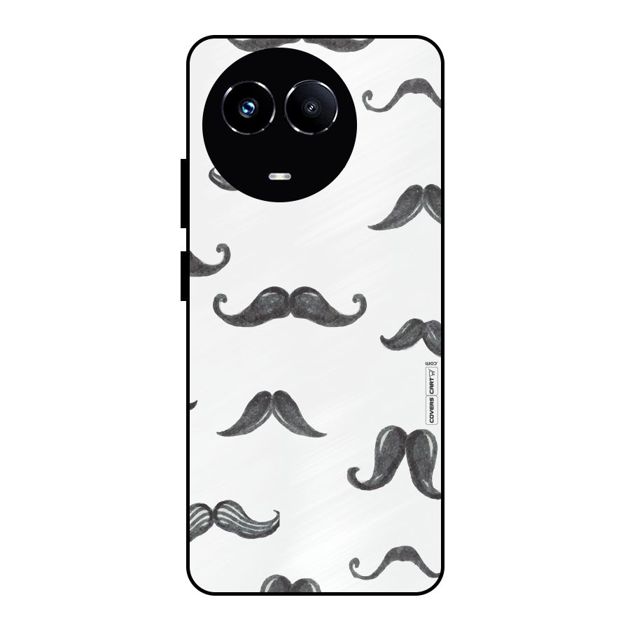 Moustache Pattern (Black) Metal Back Case for Realme Narzo 60X