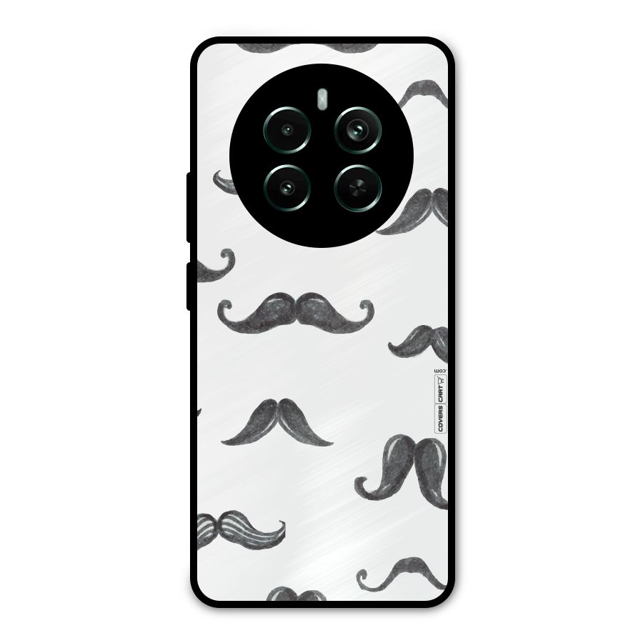 Moustache Pattern (Black) Metal Back Case for Realme Narzo 70 Pro