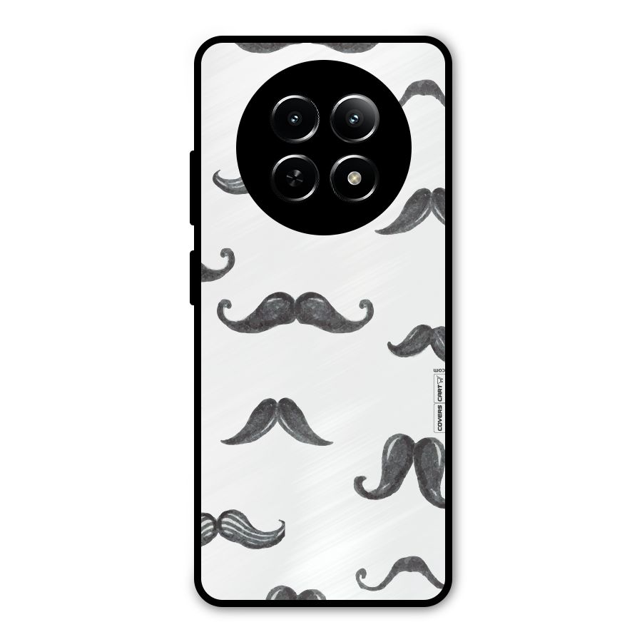 Moustache Pattern (Black) Metal Back Case for Realme Narzo 70x 5G