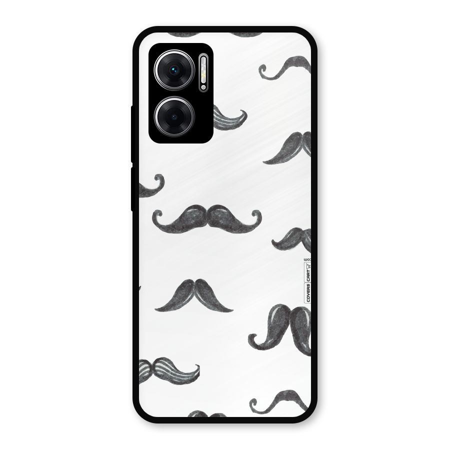 Moustache Pattern (Black) Metal Back Case for Redmi 11 Prime 5G
