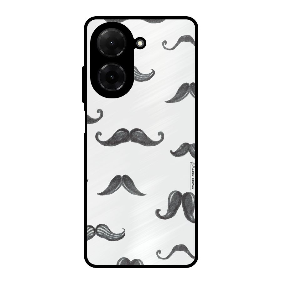 Moustache Pattern (Black) Metal Back Case for Redmi A5 4G