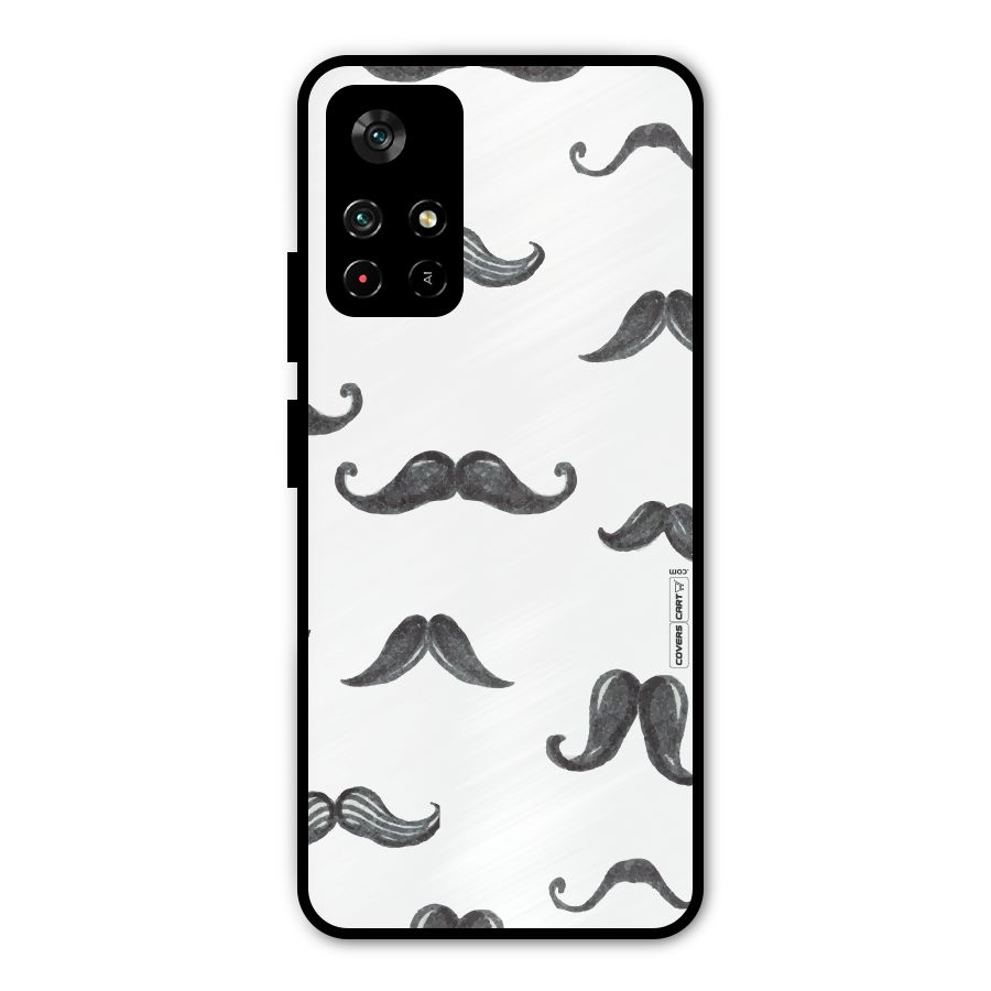 Moustache Pattern (Black) Metal Back Case for Redmi Note 11T 5G