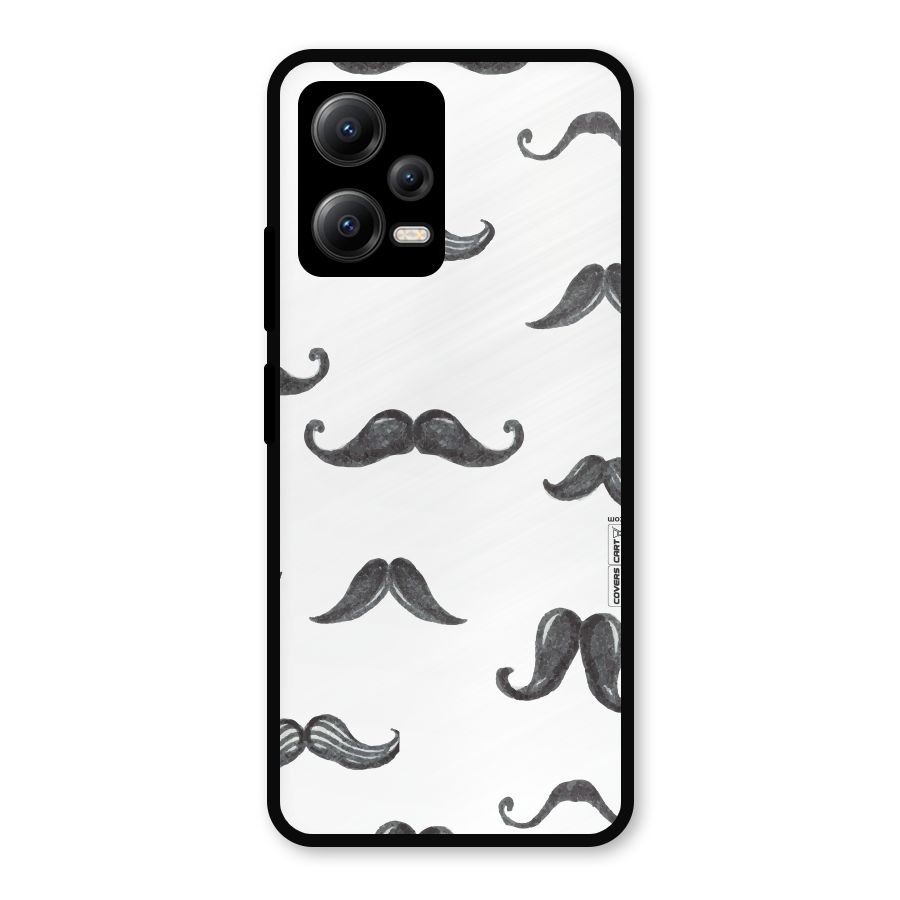 Moustache Pattern (Black) Metal Back Case for Redmi Note 12 5G