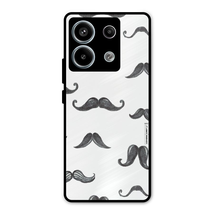 Moustache Pattern (Black) Metal Back Case for Redmi Note 13 Pro 5G