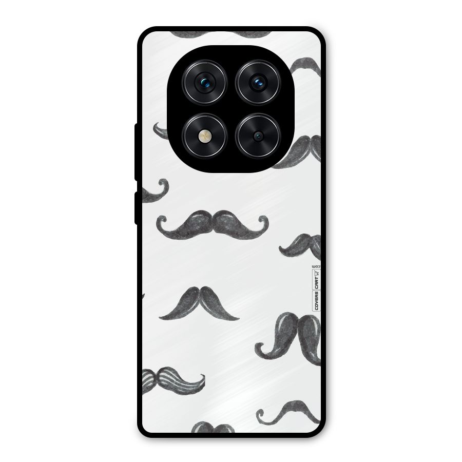Moustache Pattern (Black) Metal Back Case for Redmi Note 14 Pro 5G