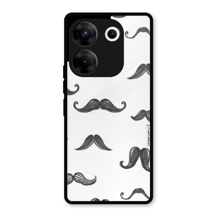 Moustache Pattern (Black) Metal Back Case for Tecno Camon 20