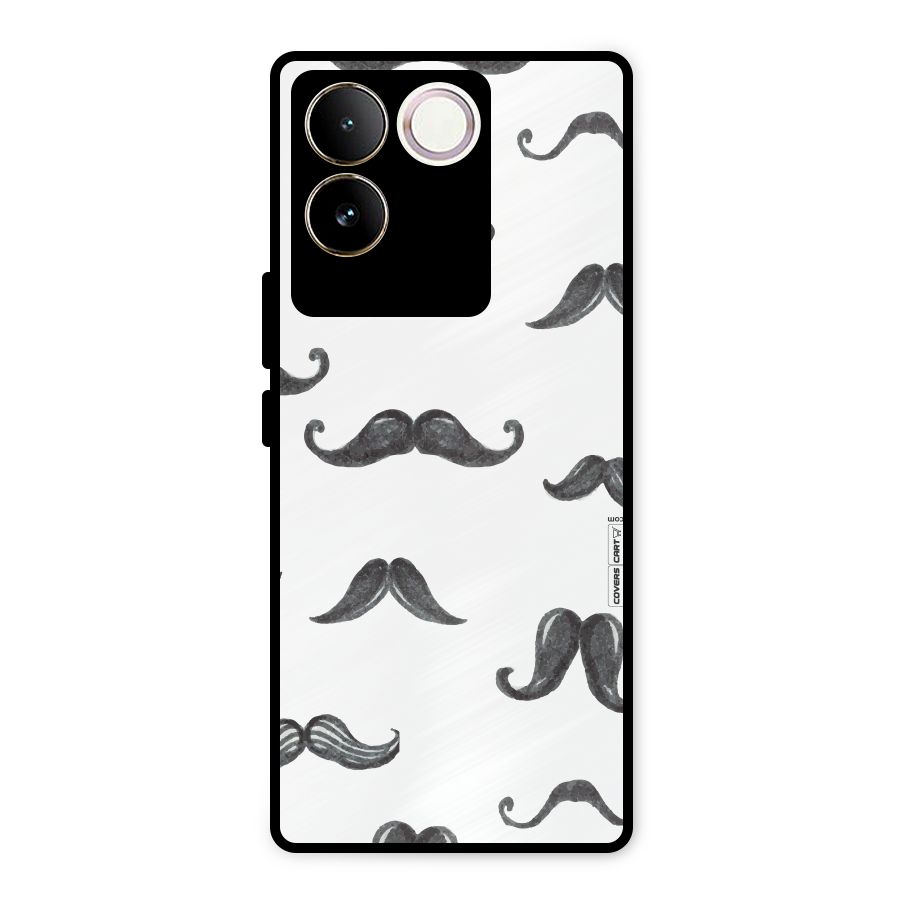 Moustache Pattern (Black) Metal Back Case for Vivo T2 Pro