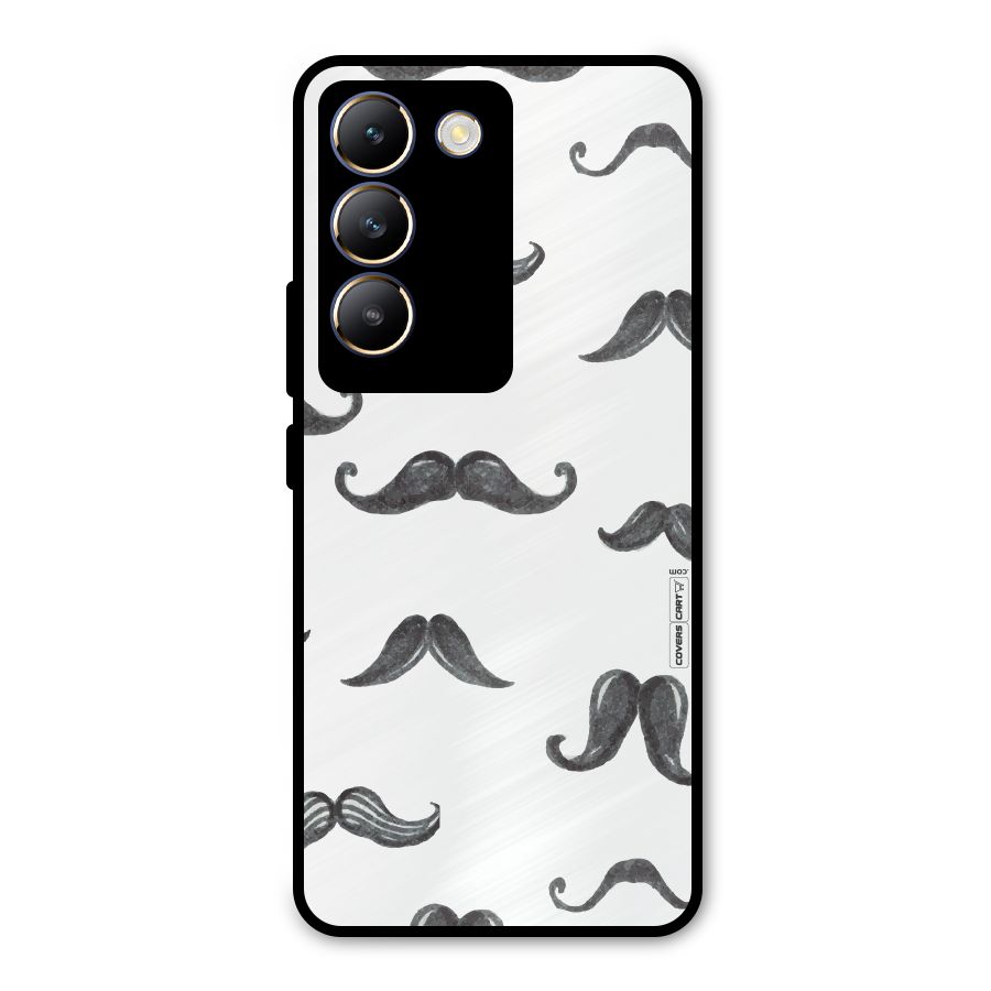 Moustache Pattern (Black) Metal Back Case for Vivo T3 5G