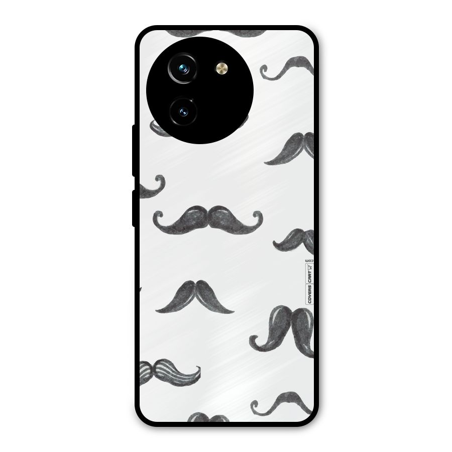 Moustache Pattern (Black) Metal Back Case for Vivo T3x