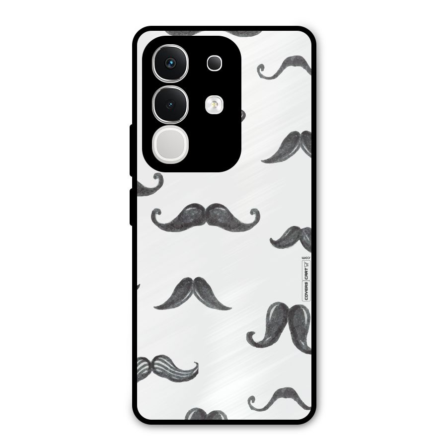 Moustache Pattern (Black) Metal Back Case for Vivo T4x