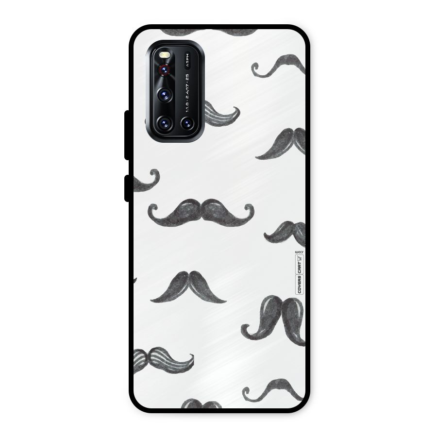 Moustache Pattern (Black) Metal Back Case for Vivo V19