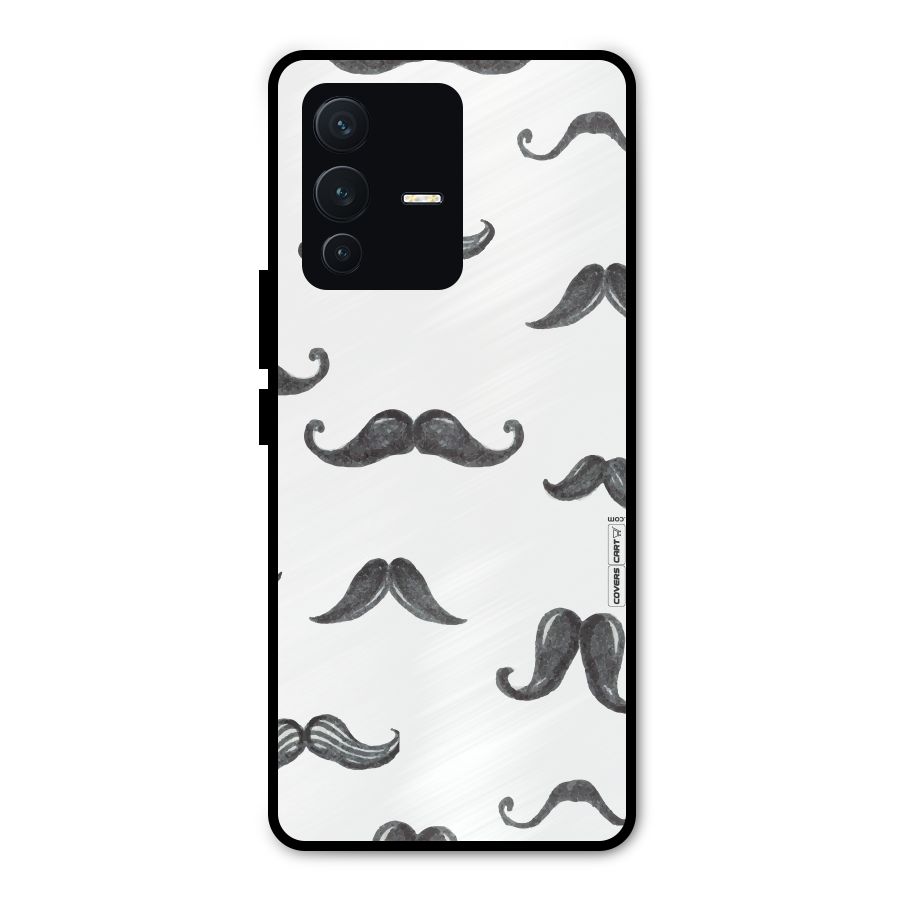 Moustache Pattern (Black) Metal Back Case for Vivo V23 Pro