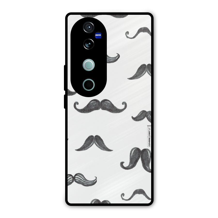 Moustache Pattern (Black) Metal Back Case for Vivo V40