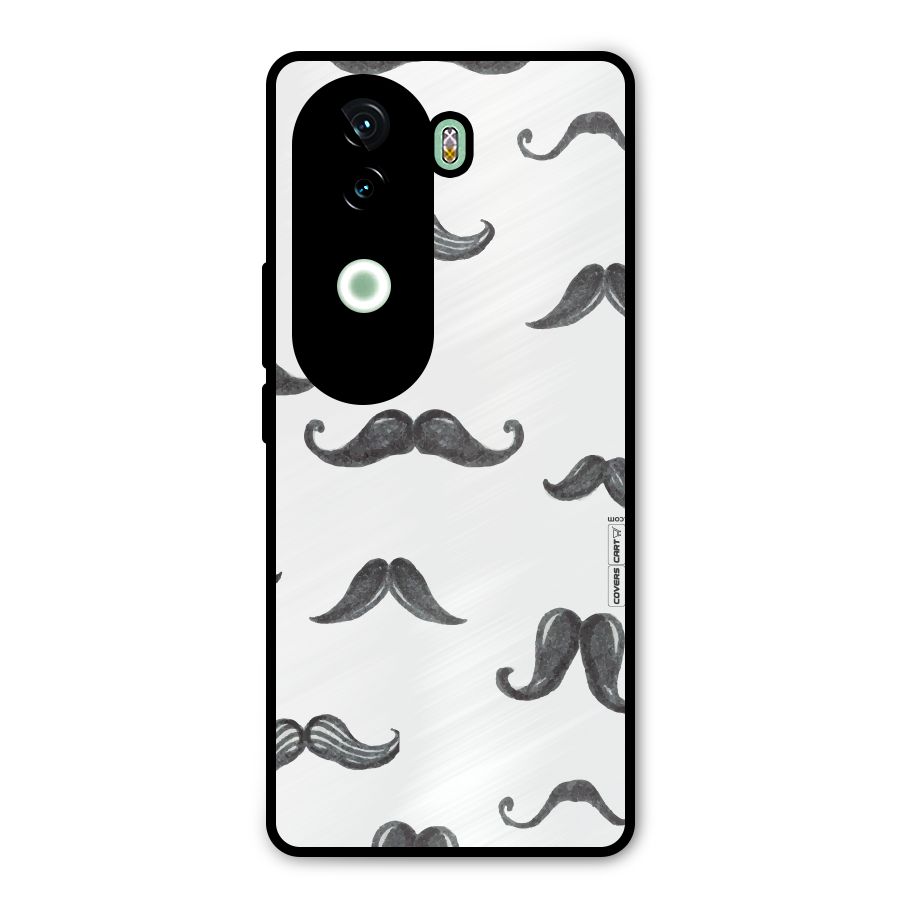 Moustache Pattern (Black) Metal Back Case for Vivo V40e