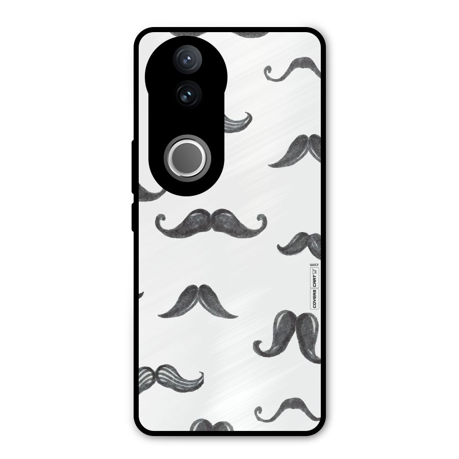 Moustache Pattern (Black) Metal Back Case for Vivo V50e
