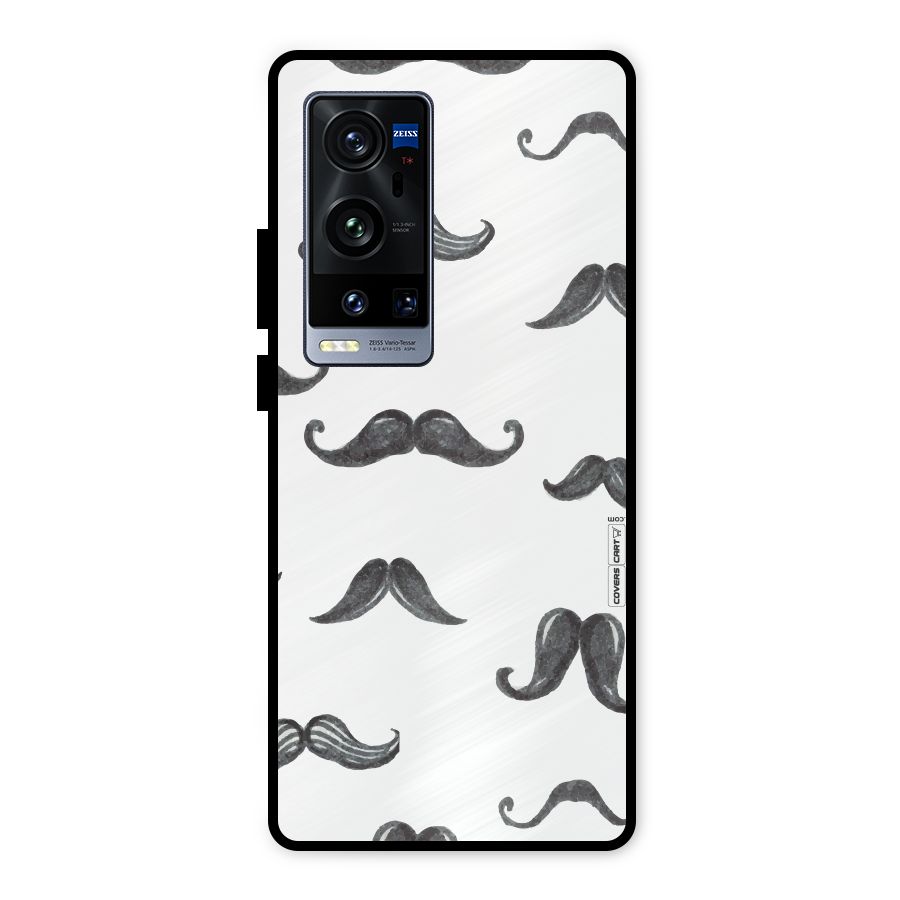 Moustache Pattern (Black) Metal Back Case for Vivo X60 Pro Plus