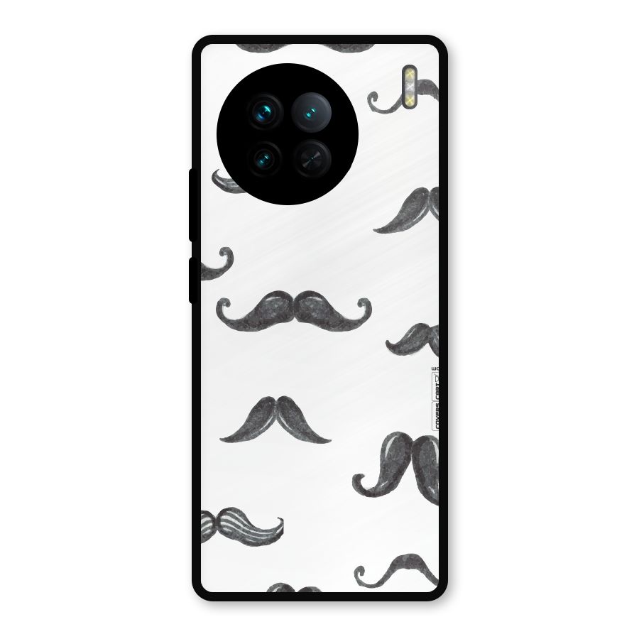 Moustache Pattern (Black) Metal Back Case for Vivo X90