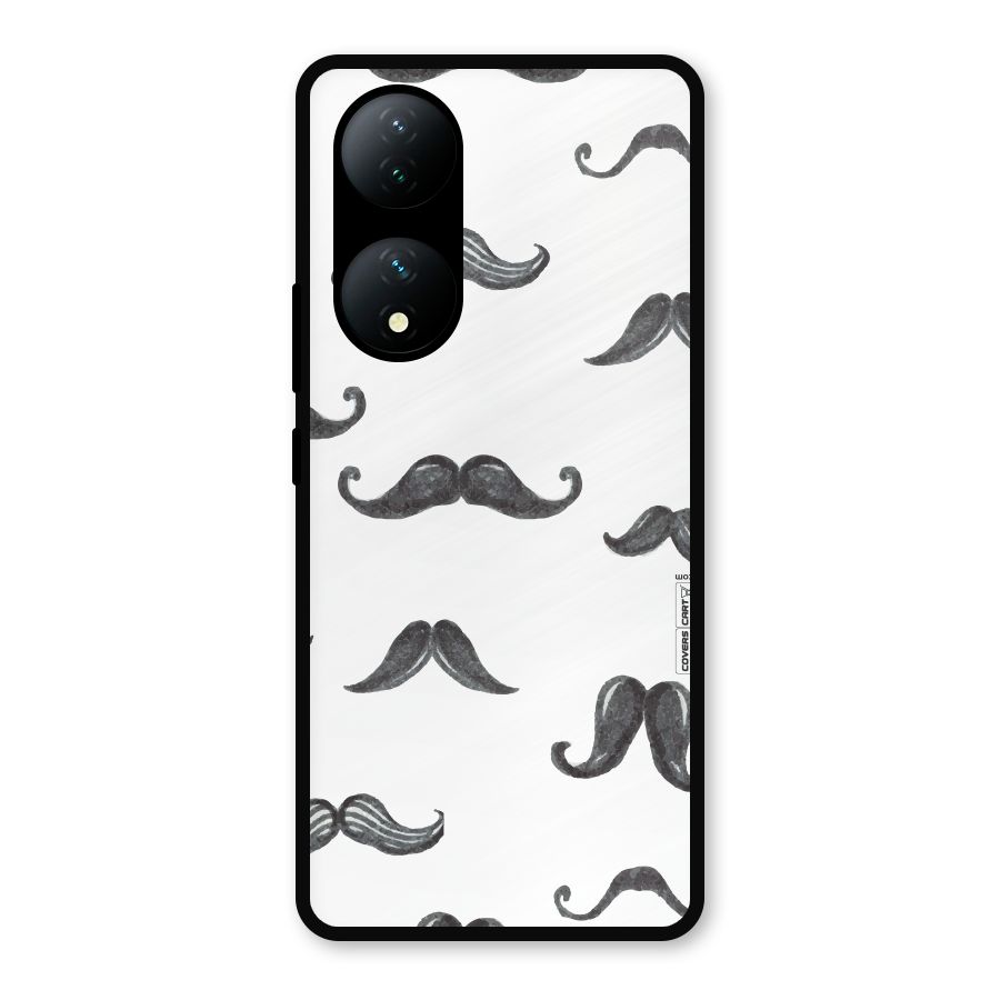 Moustache Pattern (Black) Metal Back Case for Vivo Y100a