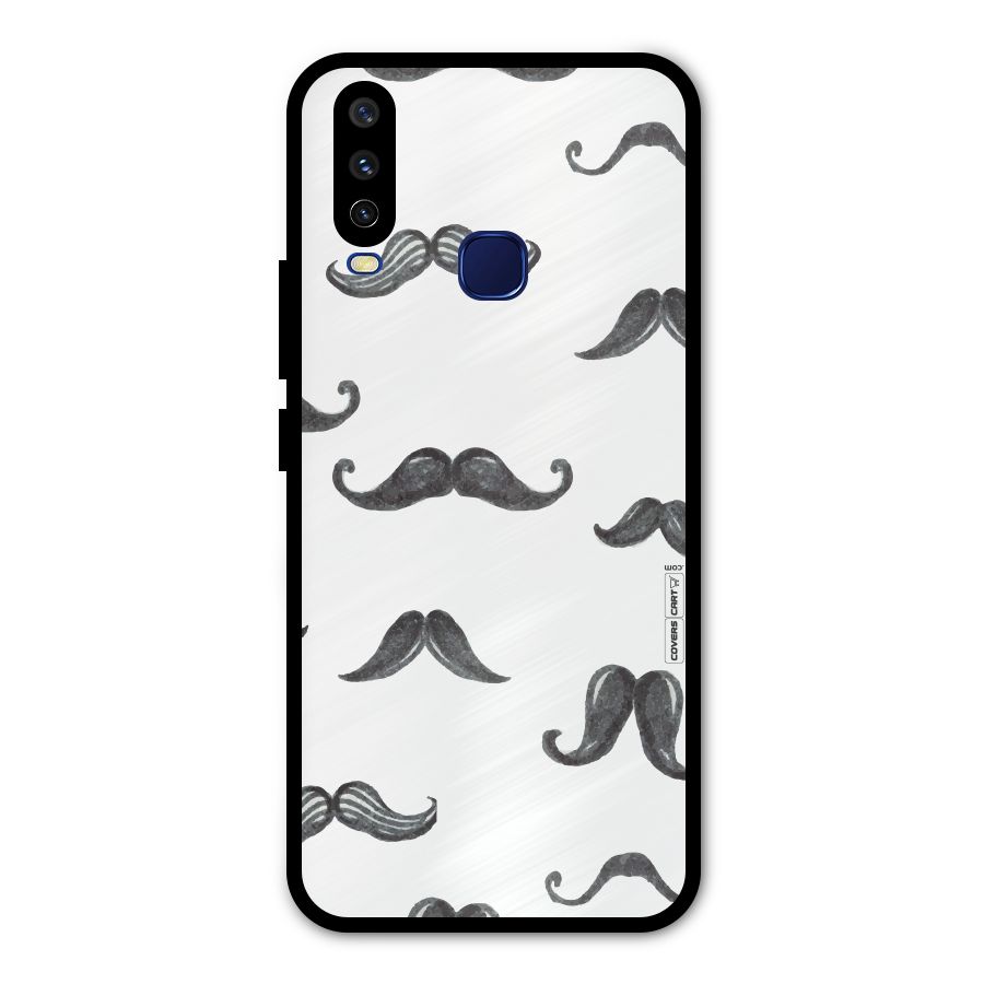 Moustache Pattern (Black) Metal Back Case for Vivo Y15