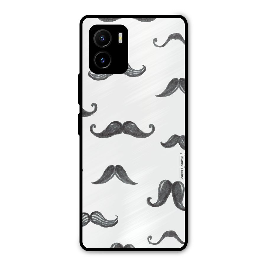 Moustache Pattern (Black) Metal Back Case for Vivo Y15s