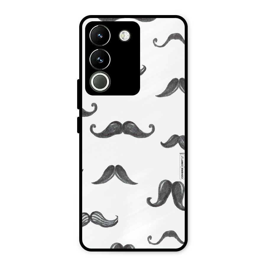 Moustache Pattern (Black) Metal Back Case for Vivo Y200