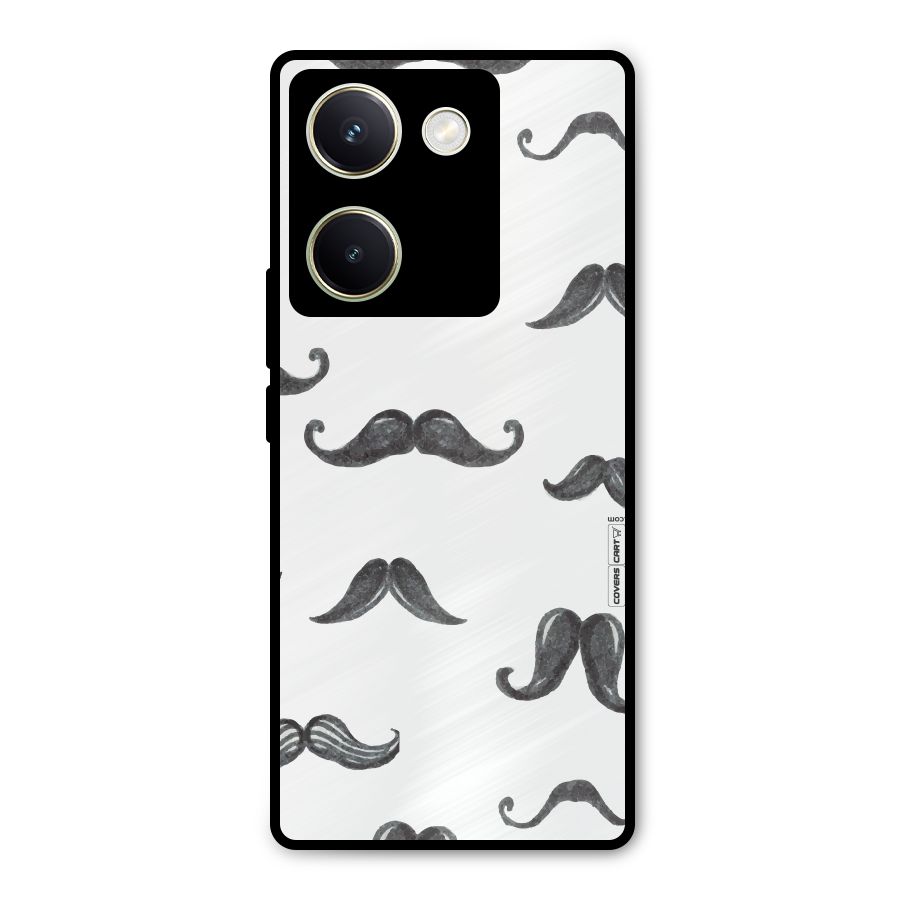 Moustache Pattern (Black) Metal Back Case for Vivo Y200 Pro