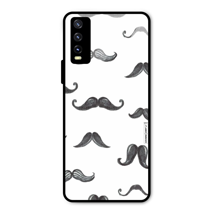Moustache Pattern (Black) Metal Back Case for Vivo Y20t