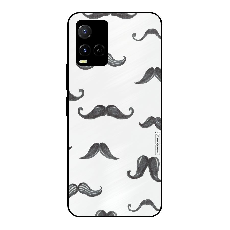 Moustache Pattern (Black) Metal Back Case for Vivo Y21A