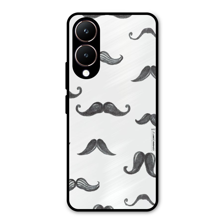 Moustache Pattern (Black) Metal Back Case for Vivo Y28