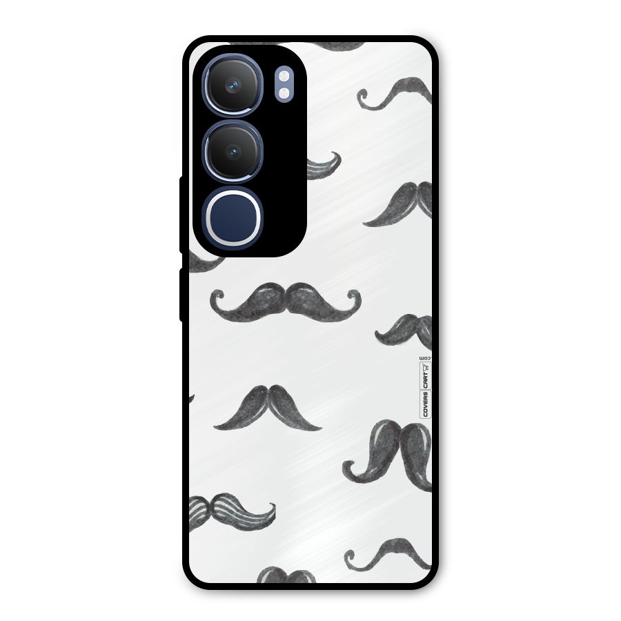 Moustache Pattern (Black) Metal Back Case for Vivo Y29