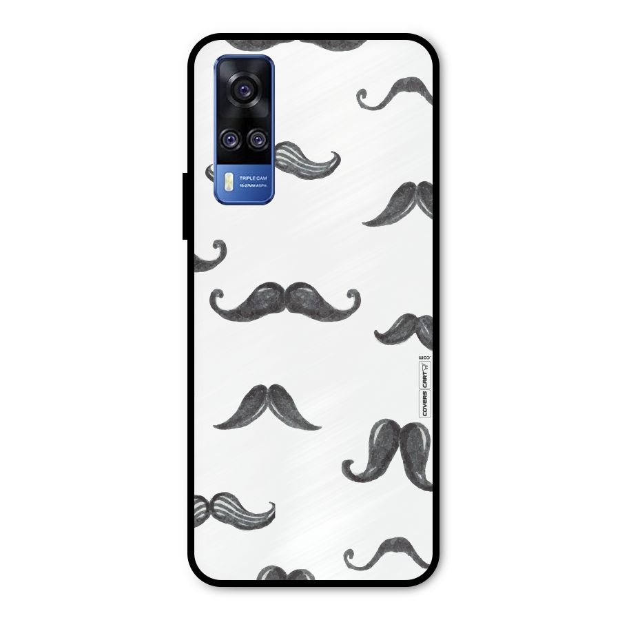Moustache Pattern (Black) Metal Back Case for Vivo Y31