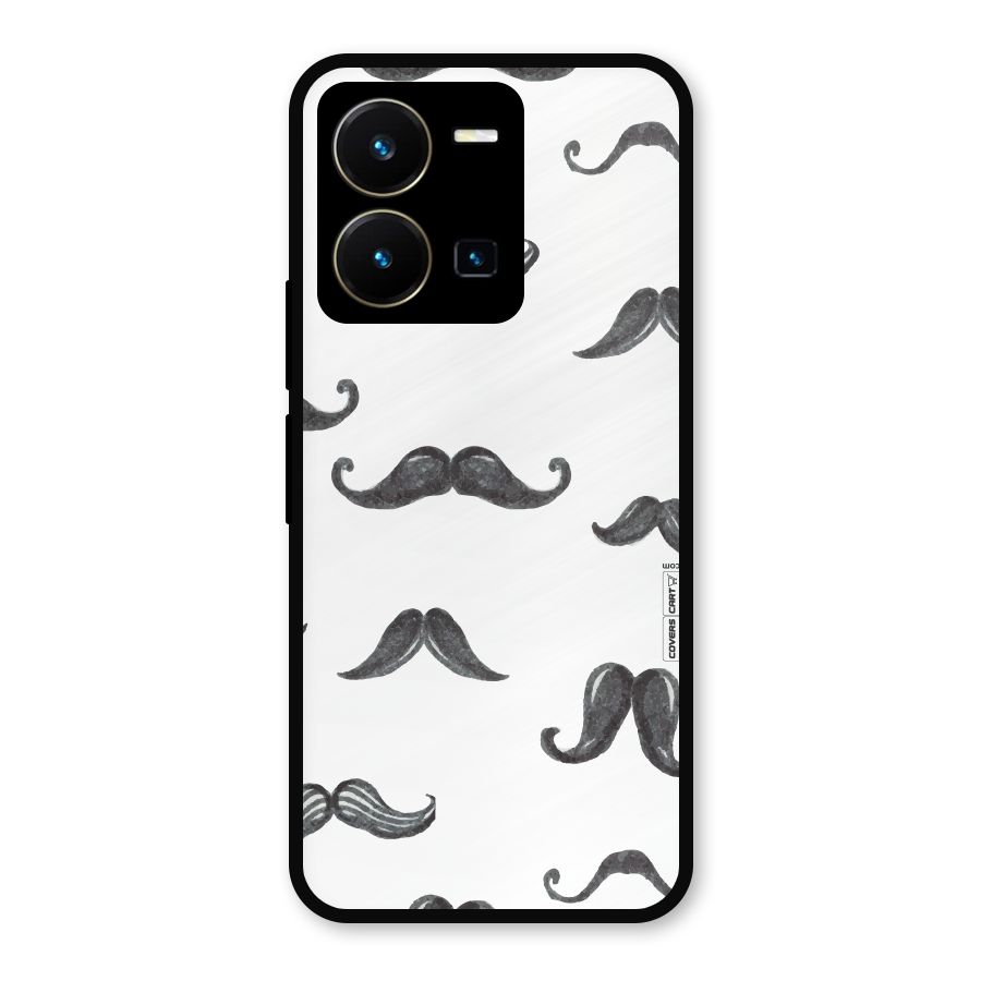 Moustache Pattern (Black) Metal Back Case for Vivo Y35