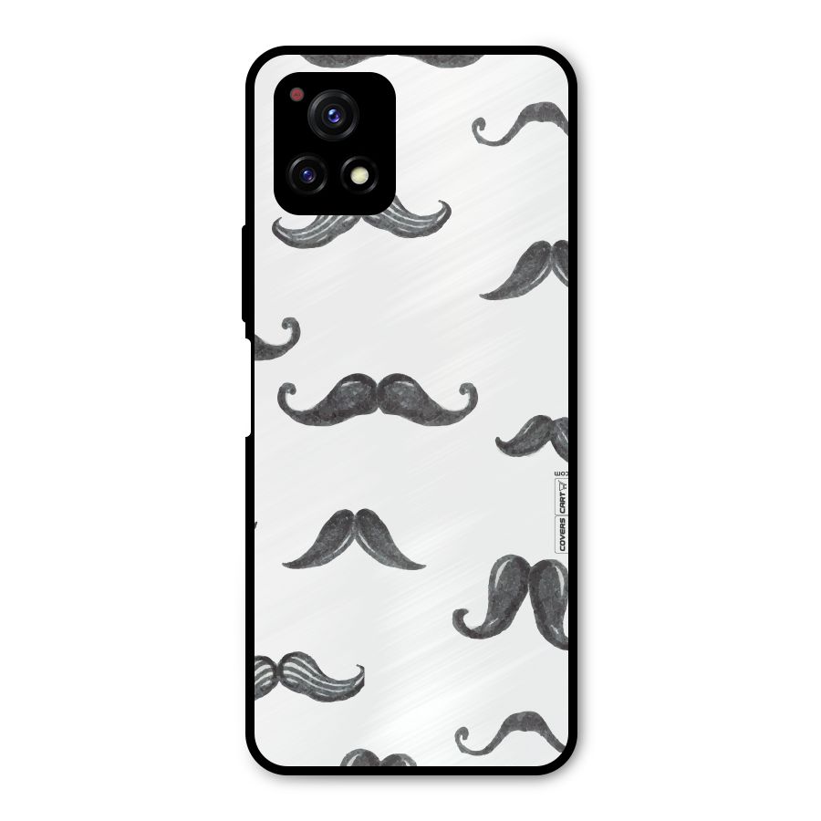 Moustache Pattern (Black) Metal Back Case for Vivo Y72 5G