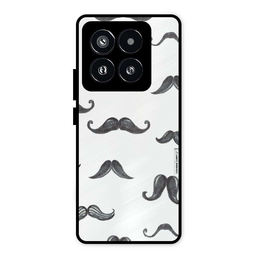 Moustache Pattern (Black) Metal Back Case for Xiaomi 14 Pro