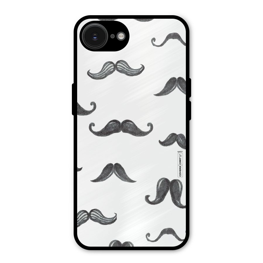 Moustache Pattern (Black) Metal Back Case for iPhone 16e